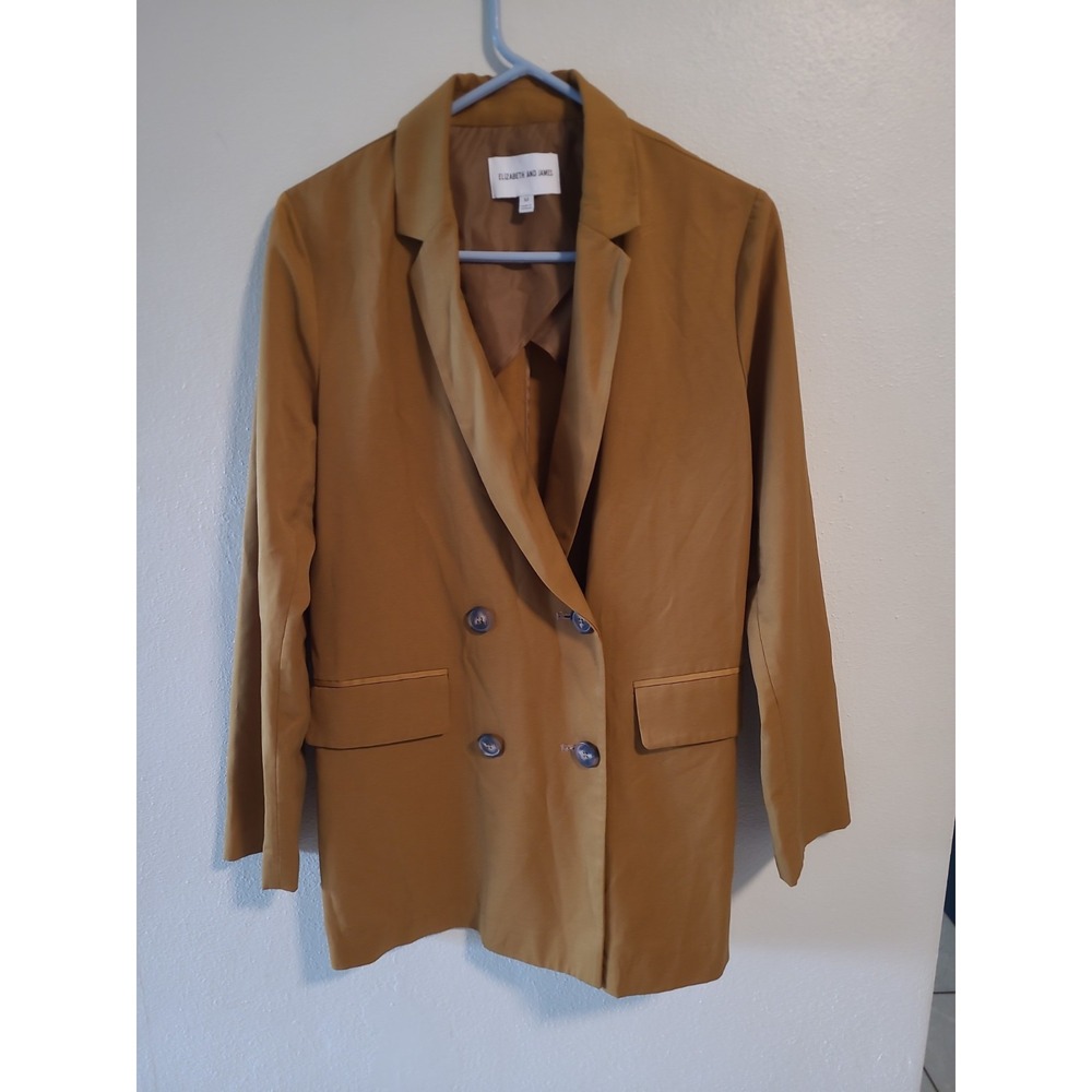Elizabeth and James Brown Double Breasted Blazer Jacket Med Office Pockets